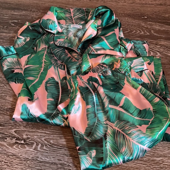 Pink Palm Pajama Set - Picture 3 of 3